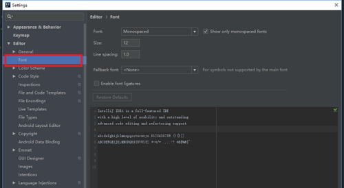 IntelliJ IDEA设置字体大小的方法