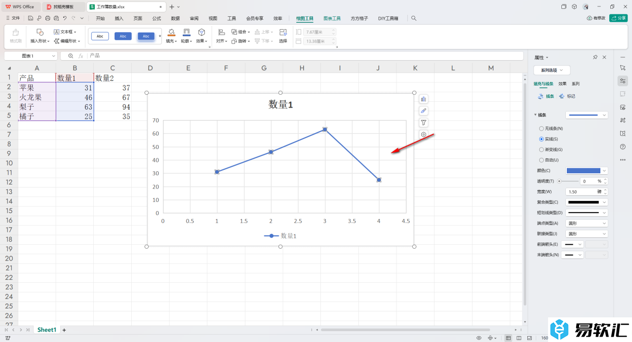 WPS Excel散点图进行连线的方法