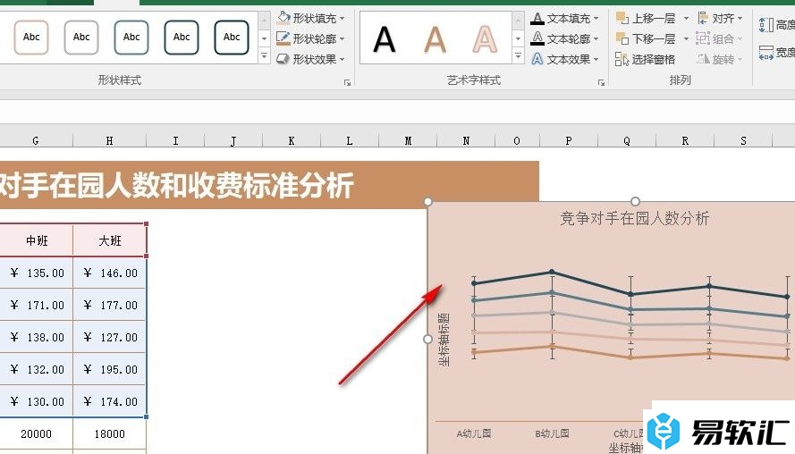 Excel表格文档更改折线图背景填充颜色的方法